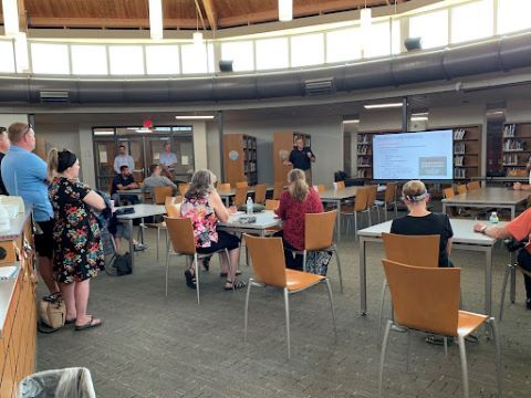 Superintendent Mark Palmer gives a presentation to public on the upcoming proposed bond project.