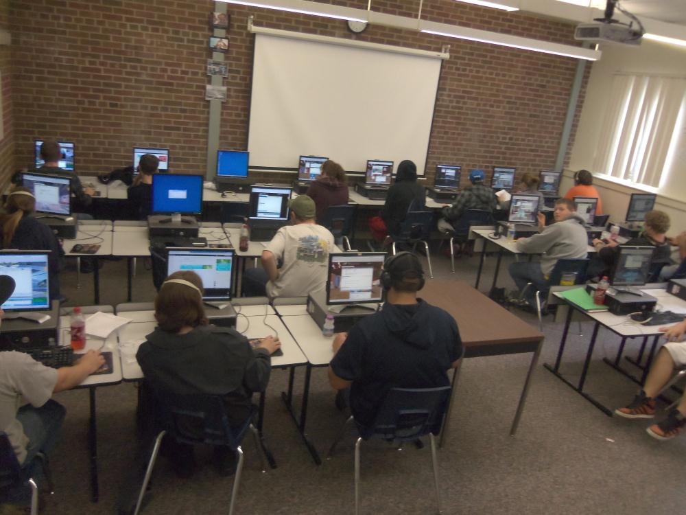 Students working in one of the computer labs